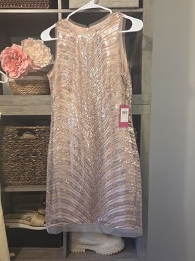 Vince Blush Sequin Sleeveless Shift Dress